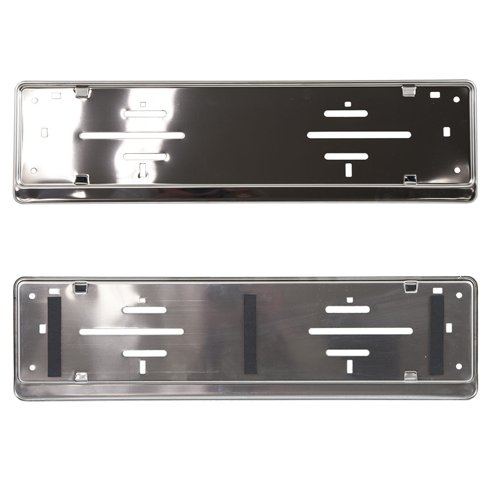 2X Premium 100 Stainless Steel License Plate Frame HIGH SHINE POLISHED For German and EU Plates